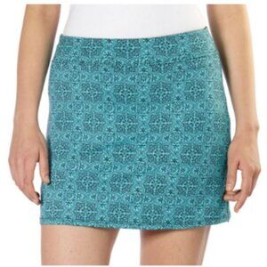 Tranquility by Colorado Clothing Teal Patterned Mini Skirt, Large
